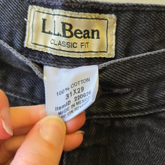 Vintage Mom 90s L.L. Bean 28 High Rise Faded Distressed Black Denim Jeans Tapere - Picture 5 of 12
